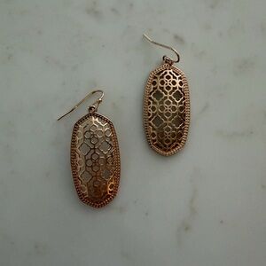 Kendra Scott Elle Rose Gold Filigree Drop Earrings - Elegant Geometric Design